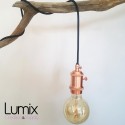 Vintage copper socket hanging lamp with integrated rotary switch