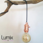 Lampe à suspendre douille vintage Cuivre à interrupteur rotatif intégré