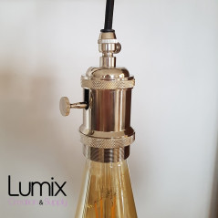 Lampe à suspendre douille vintage métal Nickel à interrupteur rotatif intégré