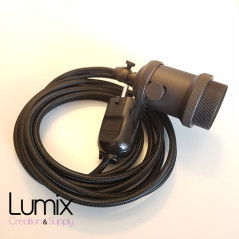 Lampe à suspendre douille vintage métal Noir satiné à interrupteur rotatif intégré