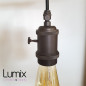 Lampe à suspendre douille vintage métal noir satiné à interrupteur rotatif intégré