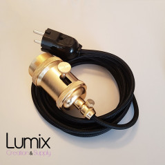 Lampe à suspendre douille vintage métal dorée à interrupteur rotatif intégré