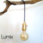 Lampe à suspendre douille vintage métal dorée à interrupteur rotatif intégré