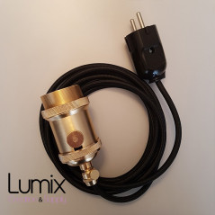 Lampe à suspendre douille vintage métal dorée à interrupteur rotatif intégré