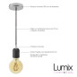 Suspension simple douille ciment noir finition chromée