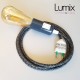 Lampe baladeuse câble textile Lin anthracite, douille E27 anthracite avec interrupteur intégré