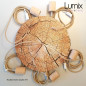 Suspension multiple 5 lampes grande rosace aluminum motif tronc d'arbre