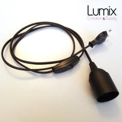 Cordon plastique NOIR pour lampe à suspendre douille E27 plastique