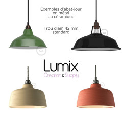 Suspension simple douille à bagues et rosace perle noire