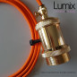 Lampe à suspendre douille vintage métal dorée à interrupteur rotatif intégré