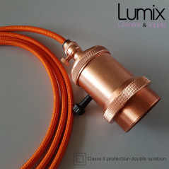 Lampe à suspendre douille vintage métal cuivre à interrupteur rotatif intégré