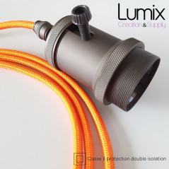 Lampe à suspendre douille vintage métal noir à interrupteur rotatif intégré