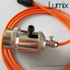 Lampe à suspendre douille vintage métal nickel à interrupteur rotatif intégré