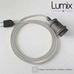 Lampe à suspendre douille vintage métal noir à interrupteur rotatif intégré
