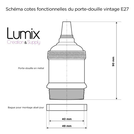 COMMANDE PRIVÉE - Lampe double à suspendre type baladeuse - interrupteur double allumage DOUILLE VINTAGE PERLE NOIRE