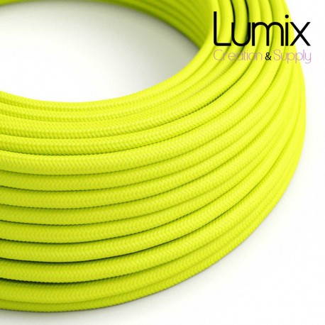 Câble textile 2 x 0,75 mm2 Jaune FLUO effet soie