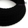 Câble textile torsadé 2 x 0,75 mm2 Noir effet soie