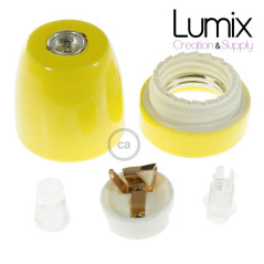 Douille vintage en porcelaine véritable couleur Jaune