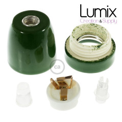 Douille vintage en porcelaine véritable couleur vert foncé