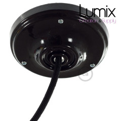 Rosace porcelaine peinte en noir pour raccordement électrique au plafond - pavillon porcelaine style vintage