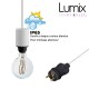 Lampe baladeuse à suspendre utilisable à l'extérieur - De 3 à 10 mètres de câble textile IP65 - 3 couleurs de douilles à bagues