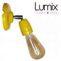 Adjustable wall lamp in yellow porcelain and chromed metal