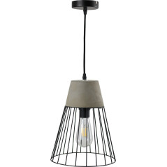Suspension abat-jour cage métal et béton - Luminaire personnalisable