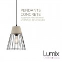 Lampe suspension abat-jour cage métal et béton - Luminaire personnalisable