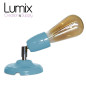 Lampe applique murale orientable en porcelaine bleue et métal chromé