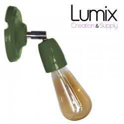 Adjustable wall lamp in green porcelain and chromed metal