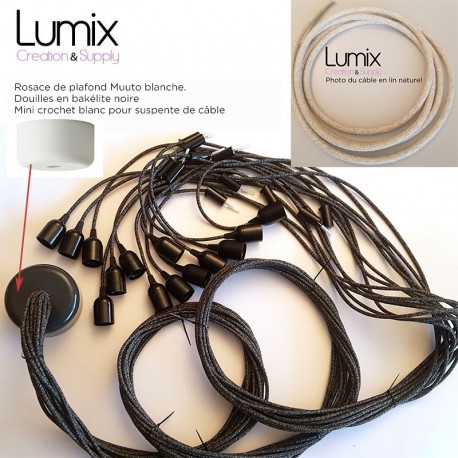 Muuto 14 lamps multiple suspension - natural neutral linen cable and vintage bakelite smooth socket