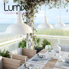 Lampe en suspension pour l'extérieur - Luminaire sur-mesure étanche IP65 - Porte-Douille silicone blanc à bague