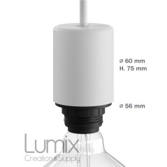 Lampe en suspension pour l'extérieur - Luminaire sur-mesure étanche IP65 - Porte-Douille silicone blanc à bague