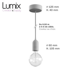Lampe en suspension pour l'extérieur - Luminaire sur-mesure étanche IP65 - Porte-Douille lisse Pastel en silicone