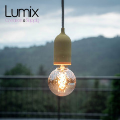 Lampe en suspension pour l'extérieur - Luminaire sur-mesure étanche IP65 - Porte-Douille lisse Pastel en silicone