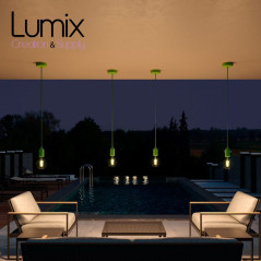 Lampe en suspension pour l'extérieur - Luminaire sur-mesure étanche IP65 - Porte-Douille lisse Pastel en silicone