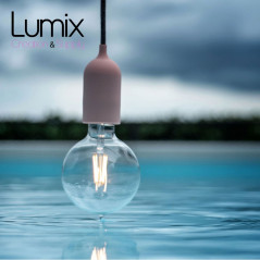 Lampe en suspension pour l'extérieur - Luminaire sur-mesure étanche IP65 - Porte-Douille lisse Pastel en silicone