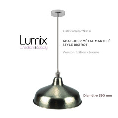 Suspension abat-jour métal martelé style Bistrot métal - modèle couleur métal