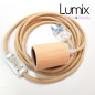 Lampe baladeuse à suspendre câble rond en jute et douille bois