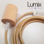 Lampe baladeuse à suspendre câble rond en jute et douille bois