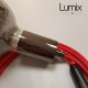 Custom lighting - lumix creation - Hanging lamp type smooth metal socket holder Tahitian black pearl - Red textile cable.