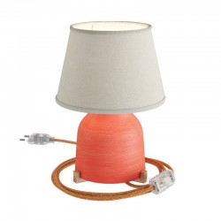 Lampe à poser COPPA CORAIL forme vase en céramique avec abat-jour tissu Impero