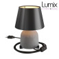 Lampe à poser COPPA EFFET CIMENT forme vase en céramique avec abat-jour Impero tissu noir