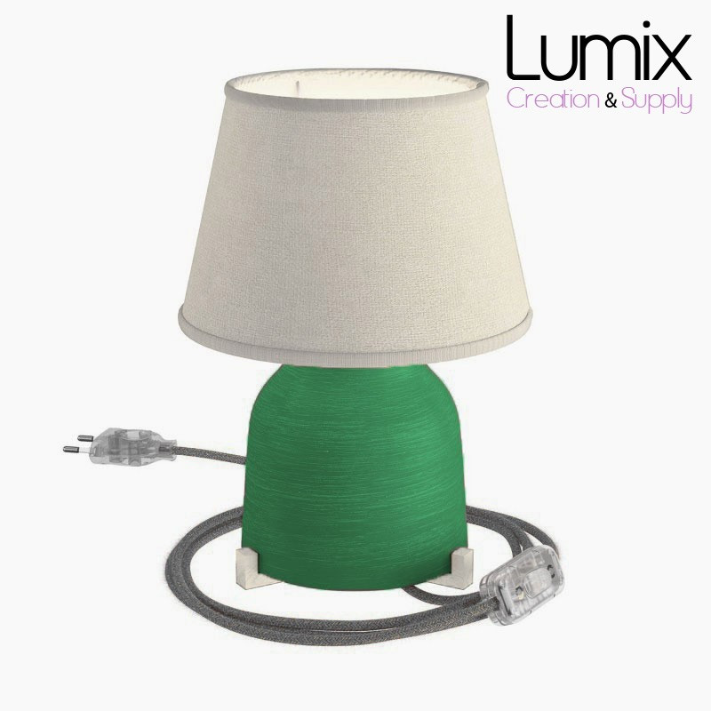 Lampe à poser COPPA VERT FEUILLE  forme vase en céramique avec abat-jour Impero