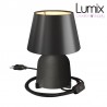 Lampe à poser COPPA EFFET TABLEAU NOIR forme vase en céramique avec abat-jour Impero tissu noir
