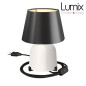Lampe à poser COPPA BLANC forme vase en céramique avec abat-jour Impero tissu noir Lampe à poser COPPA BLANC forme vase en céramique avec abat-jour Impero tissu noir