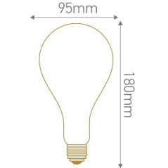 Ampoule E27 forme poire 200 x 110 mm à filament spirale