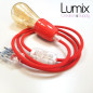 Lampe à suspendre type lampe baladeuse déco avec douille porcelaine rouge Lampe à suspendre type lampe baladeuse déco avec douille porcelaine rouge