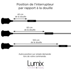 Lampe à suspendre type lampe baladeuse déco avec douille porcelaine noire