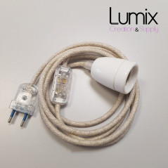 Lampe à suspendre type lampe baladeuse déco avec douille porcelaine blanche